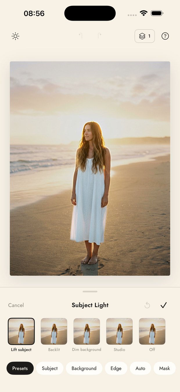 Subject Light, relighting a portrait